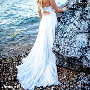 Mori Lee- ivory chiffon dress